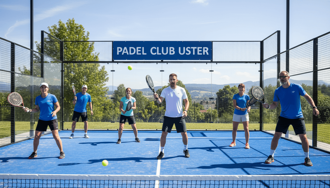 Padelspieler trainieren zusammen auf dem Platz
