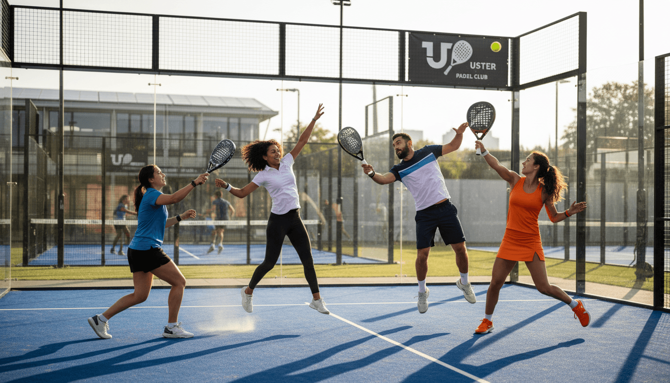 Padel-Spieler auf einem Platz in Uster beim aktiven Spiel